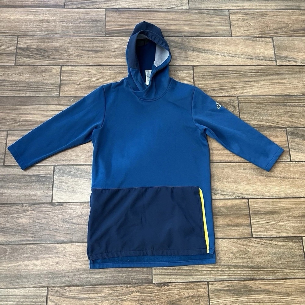 Adidas Hoodie Mens Medium Blue Pullover Athletic Sweatshirt